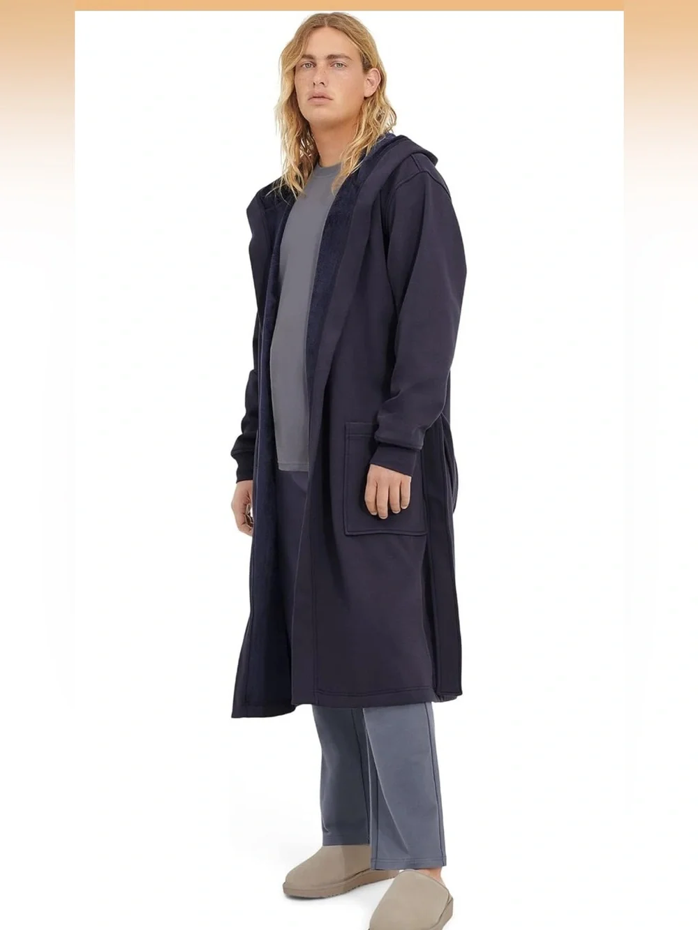 UGG Leeland robe hooded bath robe lounge pajamas navy blue sz m/l